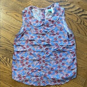 Floral Sleeveless Top - Blue and Red